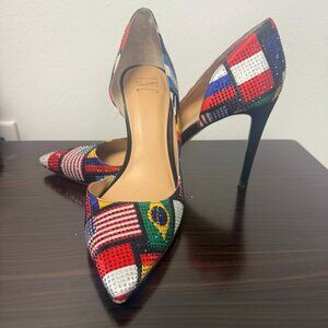 I N C International Flag Inspired World Cup Rhinestone D'Orsay Pumps Heels